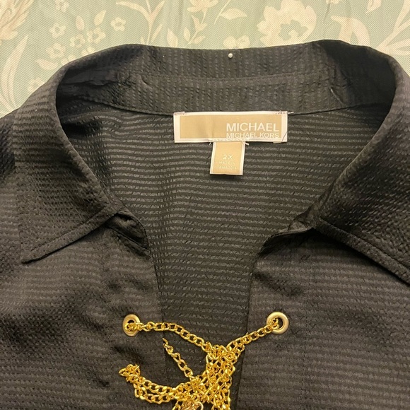 MICHAEL KORS Elegant Black Lace-Up Women's Top size 16 - Picture 2 of 3